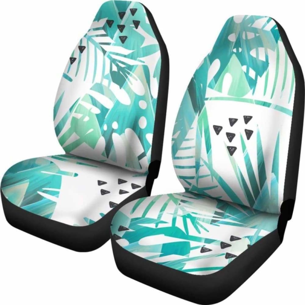 Teal Leaves Car Seat Covers
