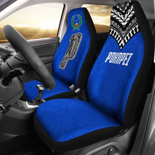 Pohnpei Flag Car Seat Covers Micronesian Pattern
