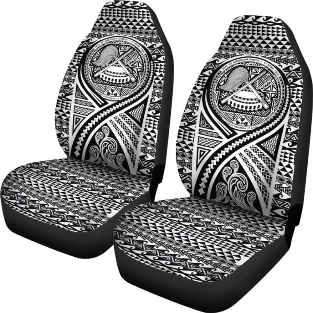 American Samoa Car Seat Cover - American Samoa Seal Polynesian Tattoo Black -