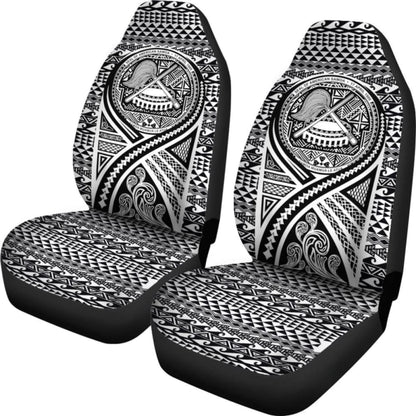American Samoa Car Seat Cover - American Samoa Seal Polynesian Tattoo Black -