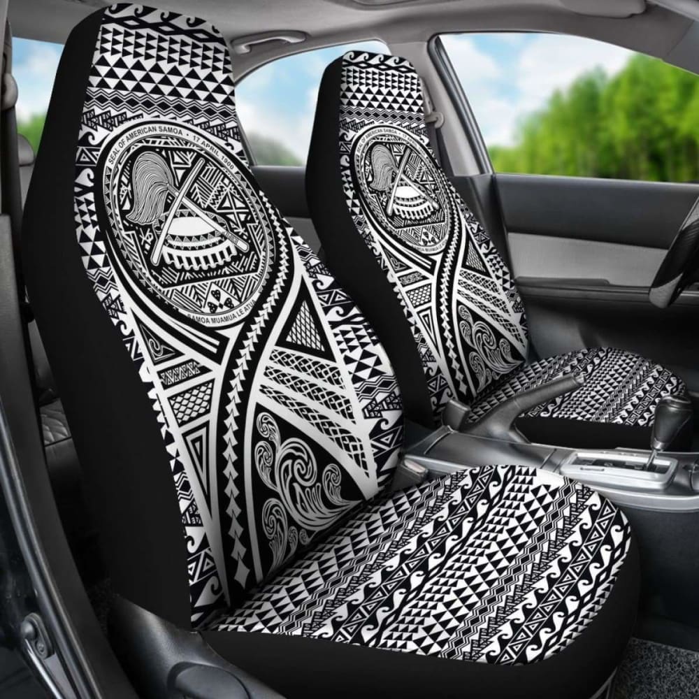 American Samoa Car Seat Cover - American Samoa Seal Polynesian Tattoo Black -