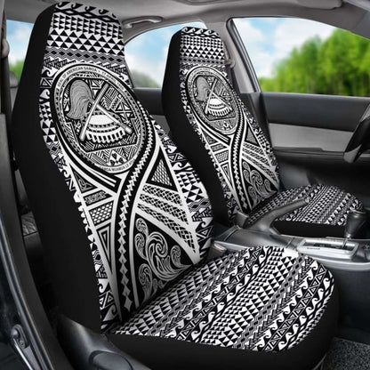 American Samoa Car Seat Cover - American Samoa Seal Polynesian Tattoo Black -