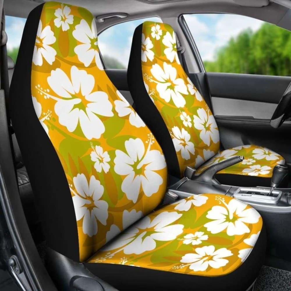 Orange Aloha Flowers Car Seat Covers