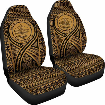 Palau Car Seat Cover - Palau Seal Polynesian Tattoo Gold -