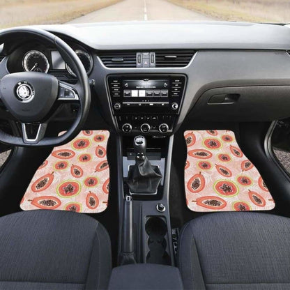 Papaya Leaves Pattern Front And Back Car Mats