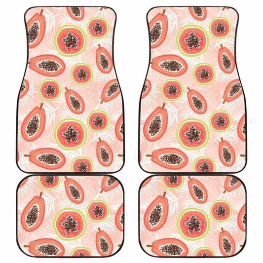 Papaya Leaves Pattern Front And Back Car Mats