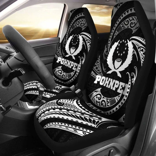 Pohnpei Micronesia Car Seat Covers - White Tribal Wave -