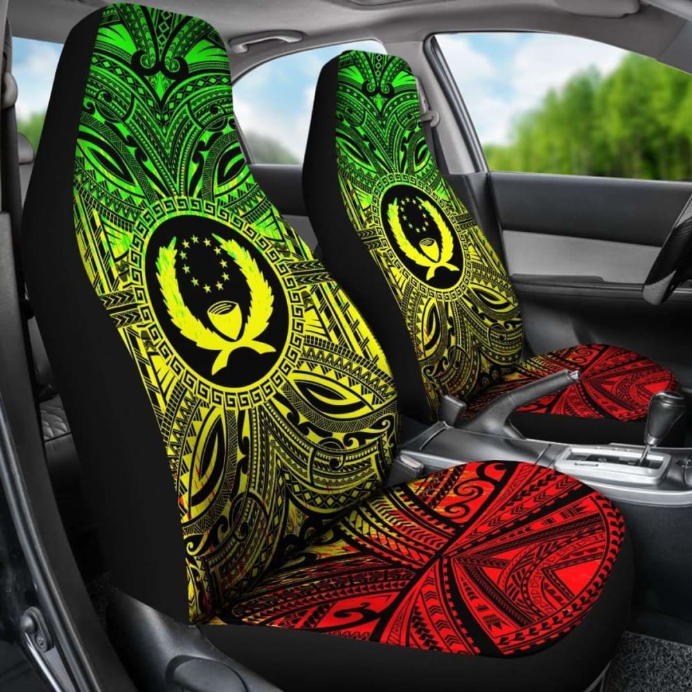 Pohnpei Car Seat Cover - Pohnpei Coat Of Arms Polynesian Reggae Style