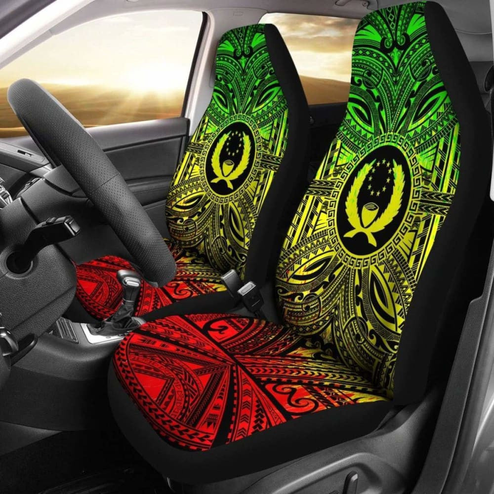 Pohnpei Car Seat Cover - Pohnpei Coat Of Arms Polynesian Reggae Style
