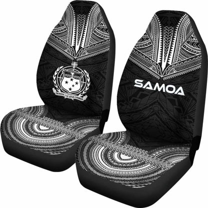 Samoa Car Seat Cover - Samoa Coat Of Arms Polynesian Chief Tattoo Black Version -