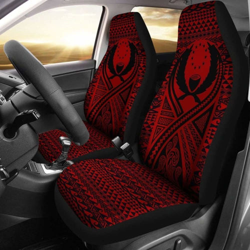 Pohnpei Car Seat Cover - Pohnpei Flag Polynesian Tattoo Red -
