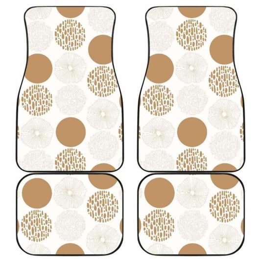 Gold Texture Mushroom Pattern Front And Back Car Mats