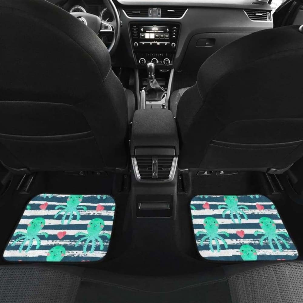 Cute Octopuses Heart Striped Background Front And Back Car Mats