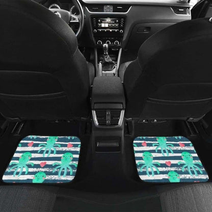 Cute Octopuses Heart Striped Background Front And Back Car Mats