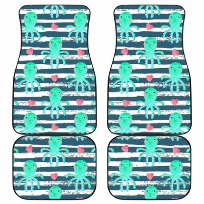 Cute Octopuses Heart Striped Background Front And Back Car Mats