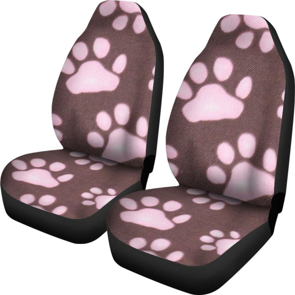 Car Seat Covers Pink Colorful Paw Print