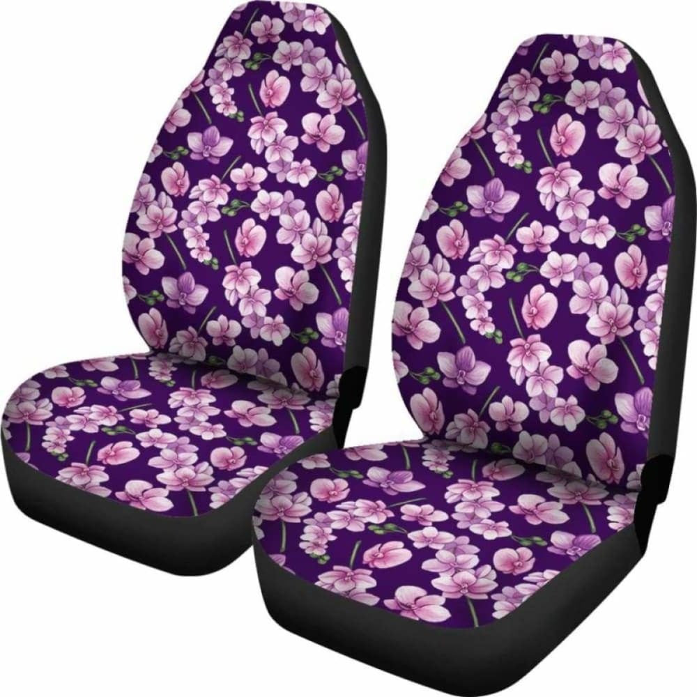 Dark Purple And Pink Orchid Pattern Car Seat Covers