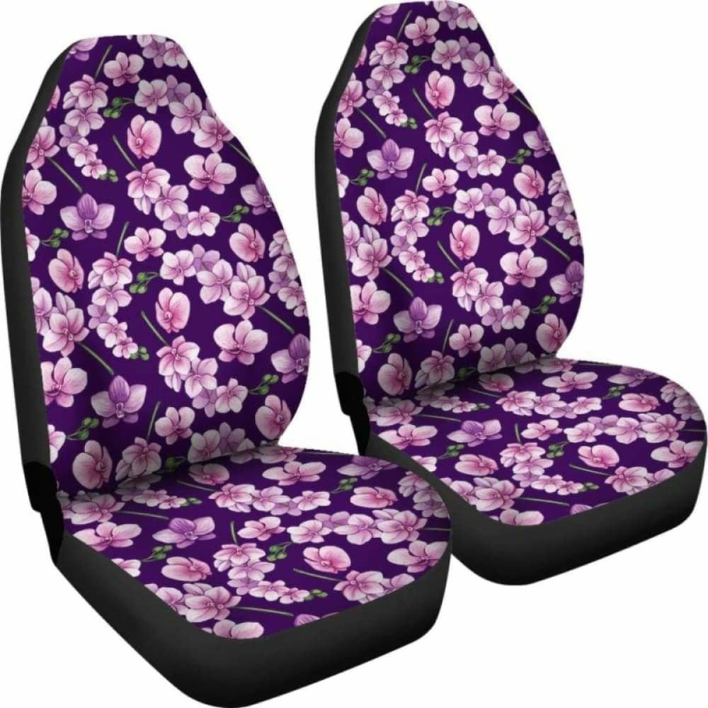 Dark Purple And Pink Orchid Pattern Car Seat Covers