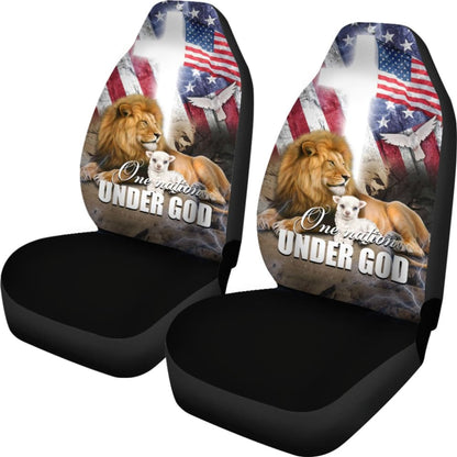 One Nation Under God Pledge of Allegiance USA Patriot Pride American Flag Car Seat Covers