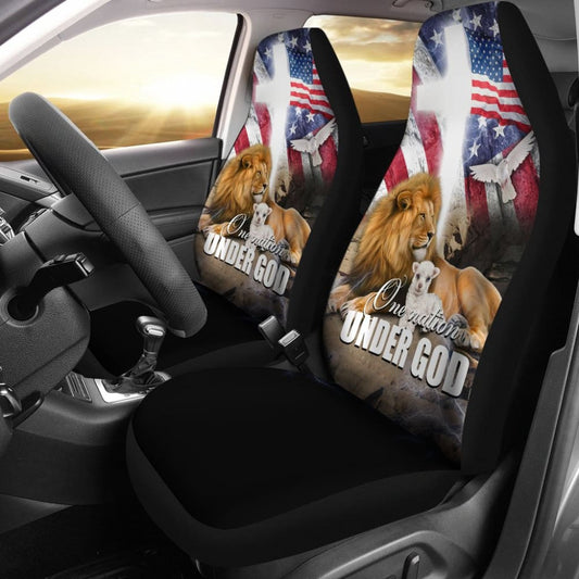 One Nation Under God Pledge of Allegiance USA Patriot Pride American Flag Car Seat Covers