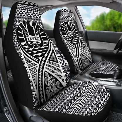 French Polynesia Car Seat Cover - French Polynesia Coat Of Arms Polynesia Tattoo Black -