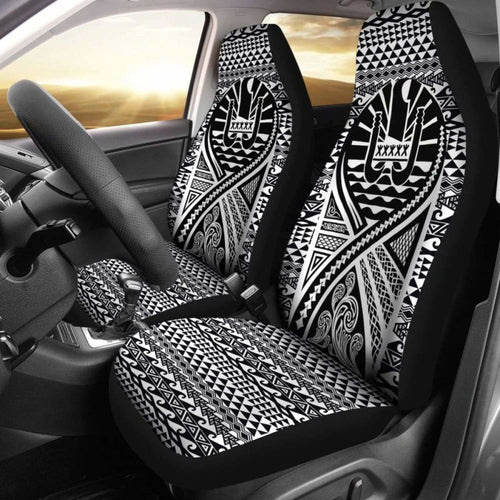 French Polynesia Car Seat Cover - French Polynesia Coat Of Arms Polynesia Tattoo Black -