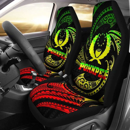Pohnpei Micronesia Car Seat Covers - White Tribal Wave -