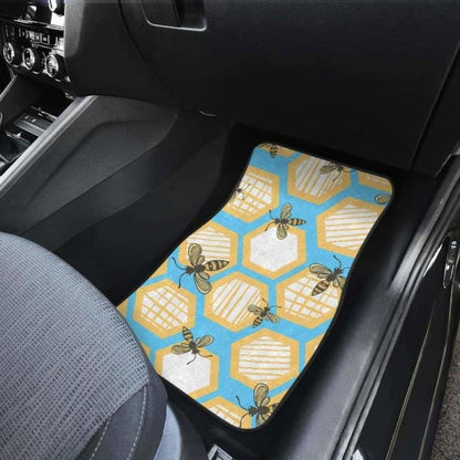 Bee Honeycomb Pattern Front And Back Car Mats