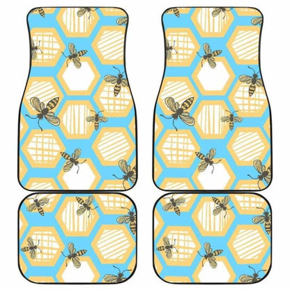 Bee Honeycomb Pattern Front And Back Car Mats