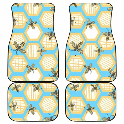 Bee Honeycomb Pattern Front And Back Car Mats