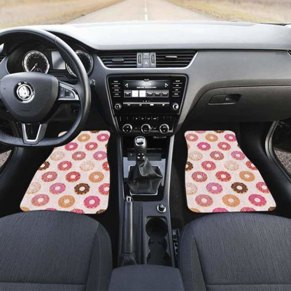 Colorful Donut Pattern Front And Back Car Mats