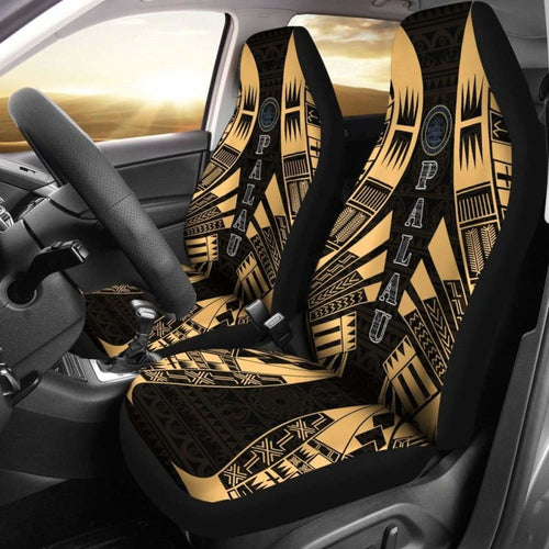 Palau Car Seat Covers - Palau Seal Polynesian Tattoo Gold -