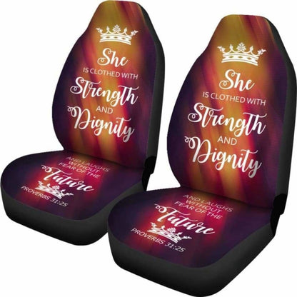 Proverbs Woman Car-Suv Seat Cover-Orange Flame-White