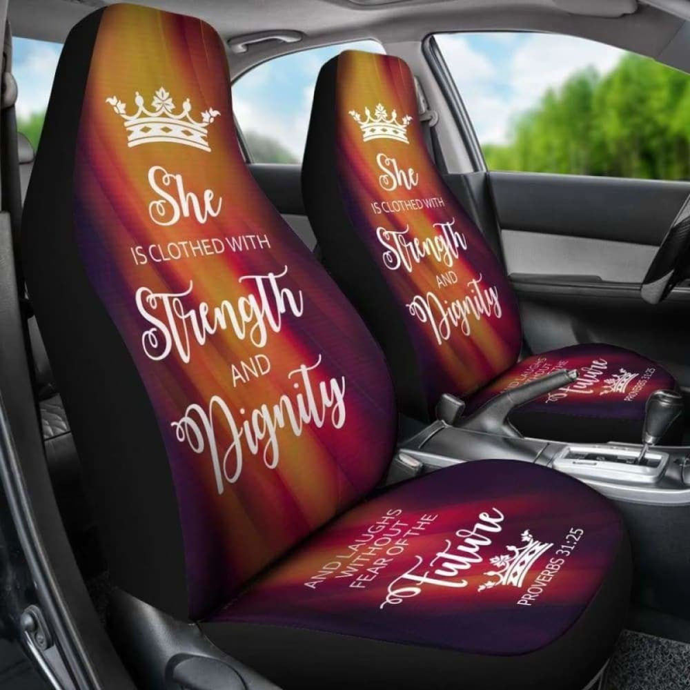 Proverbs Woman Car-Suv Seat Cover-Orange Flame-White