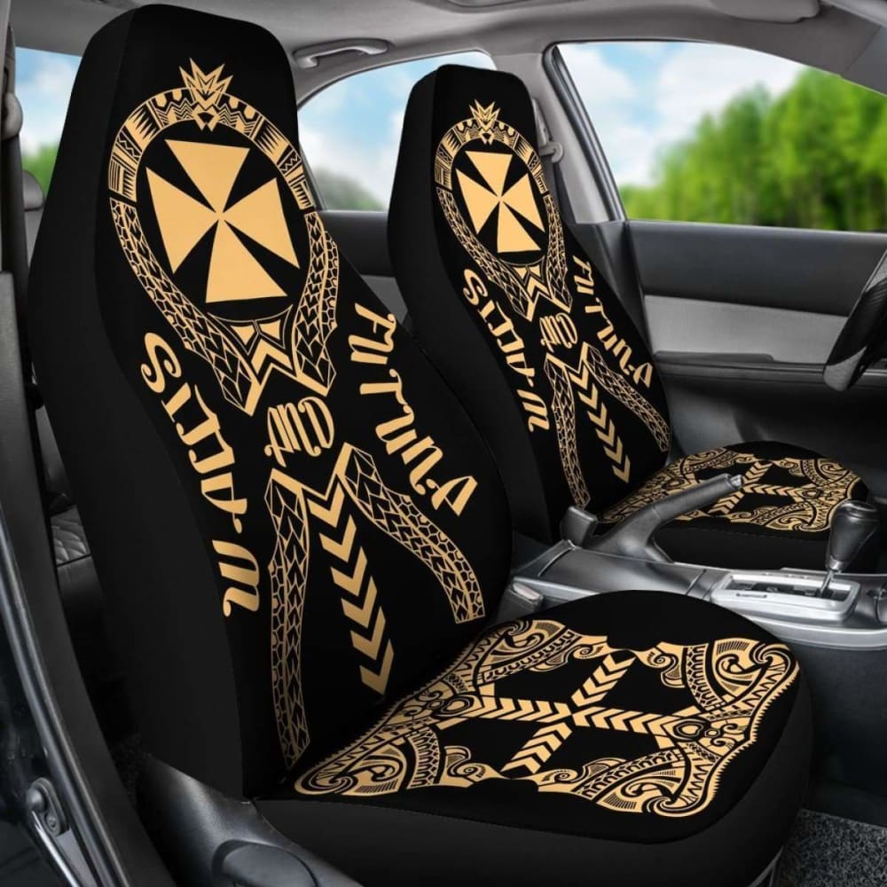 Wallis And Futuna Car Seat Covers Polynesian Tribal Gold