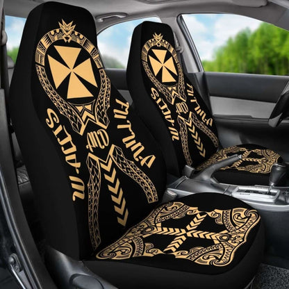 Wallis And Futuna Car Seat Covers Polynesian Tribal Gold