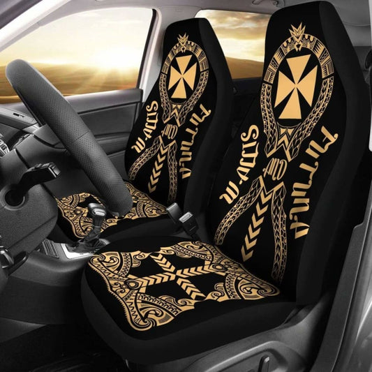 Wallis And Futuna Car Seat Covers Polynesian Tribal Gold