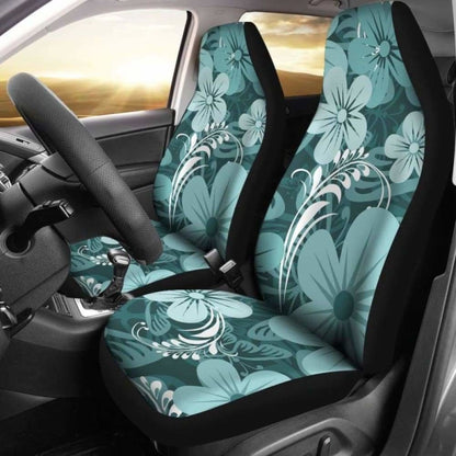 Light Green Teal Aloha Flowers Car Seat Covers
