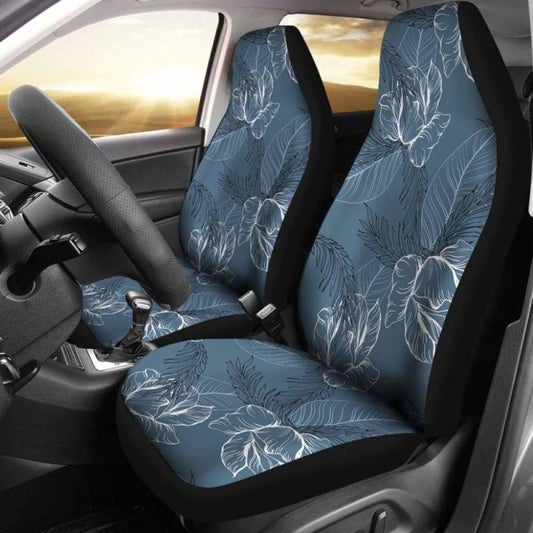 Abstract Flowers Outline Car Seat Covers
