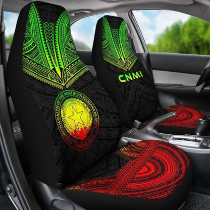 Northern Mariana Islands Car Seat Cover - C N M I Seal Polynesian Chief Tattoo Reggae Version -