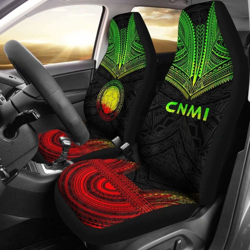 Northern Mariana Islands Car Seat Cover - C N M I Seal Polynesian Chief Tattoo Reggae Version -