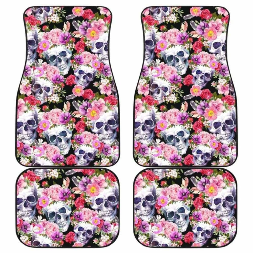 Set Of Pcs Floral Skull Car Mats