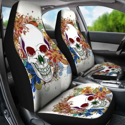 Set Of Pcs Floral Skull Car Seat Covers