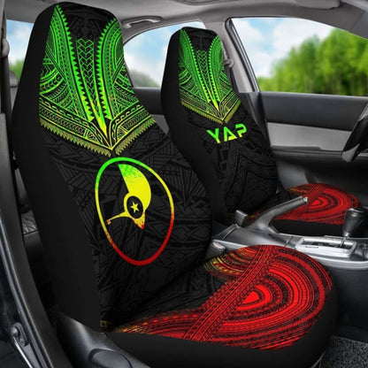 Yap Car Seat Cover - Yap Flag Polynesian Chief Tattoo Reggae Version -