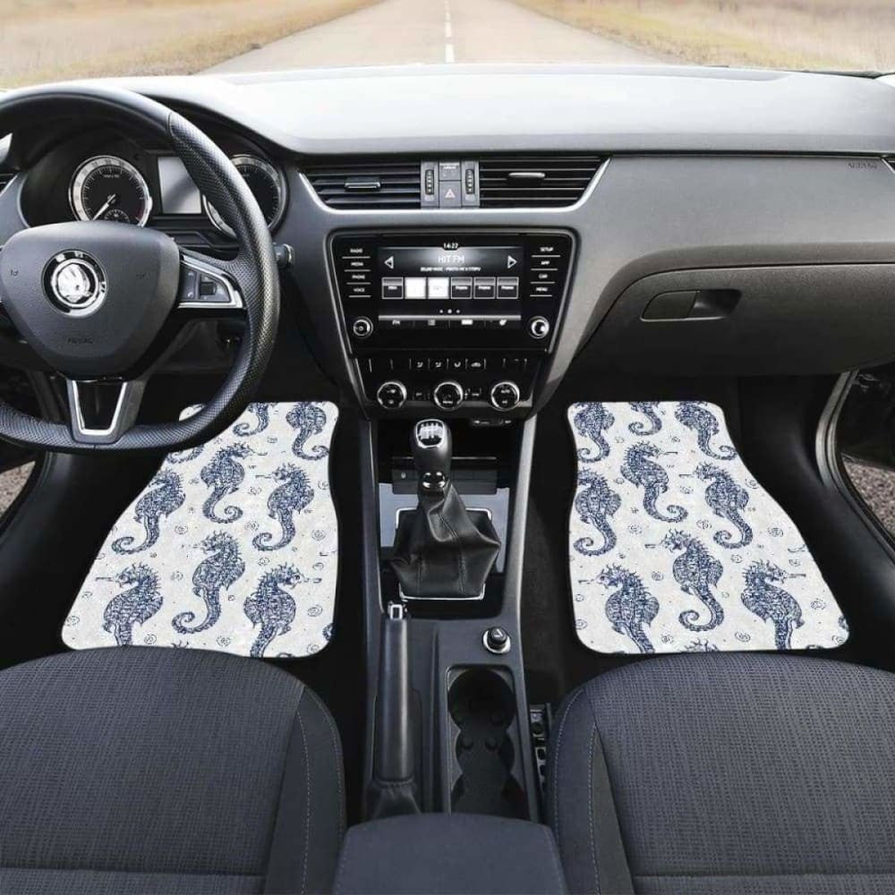 Seahorse Pattern Background Front And Back Car Mats
