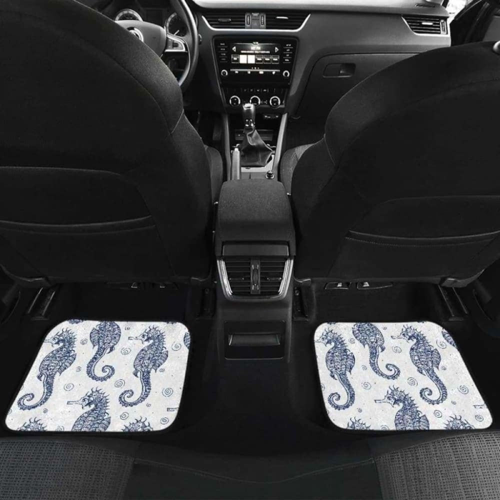 Seahorse Pattern Background Front And Back Car Mats