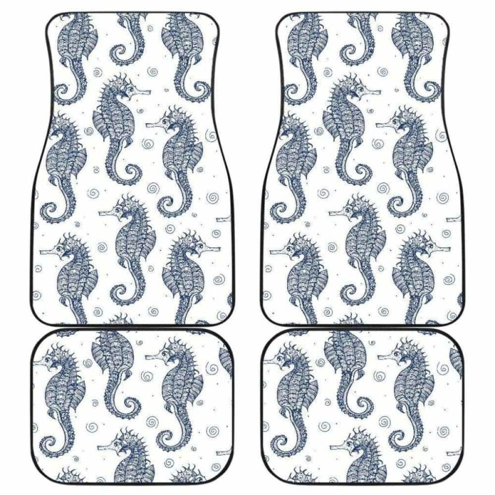 Seahorse Pattern Background Front And Back Car Mats