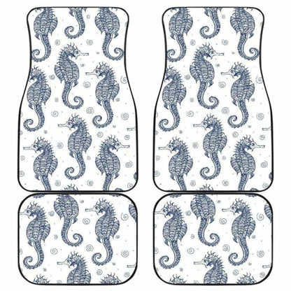 Seahorse Pattern Background Front And Back Car Mats