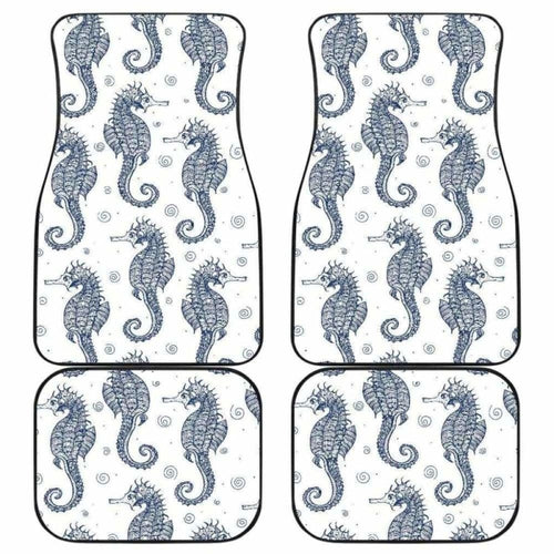 Seahorse Pattern Background Front And Back Car Mats