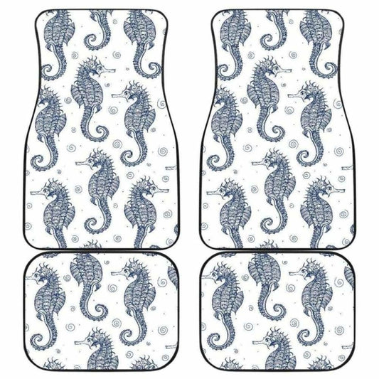 Seahorse Pattern Background Front And Back Car Mats